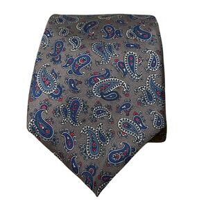 Vintage Liberty of London Men's Brown Blue Red Paisley Silk Tie
